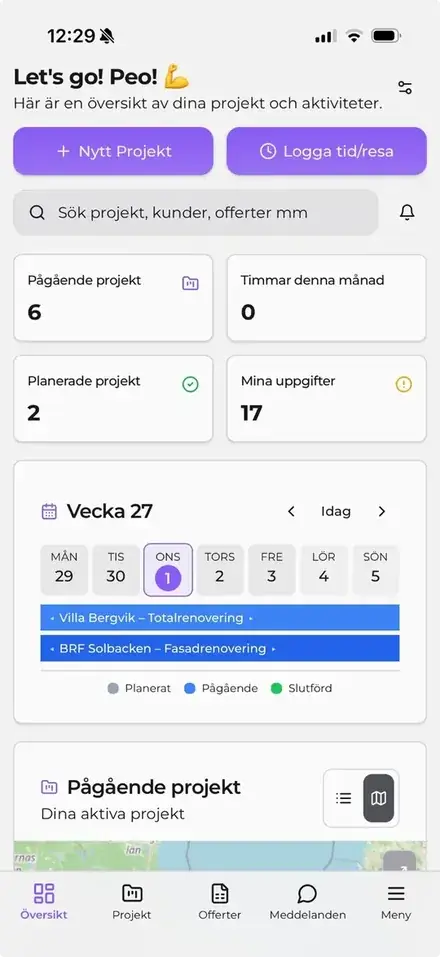 JobbOn-appen för hantverkare med tidrapportering på mobilen